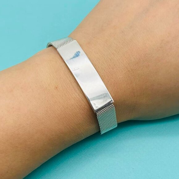 Tiffany & Co. Sterling Silver Somerset Mesh ID Retired Bracelet - Picture 2 of 9